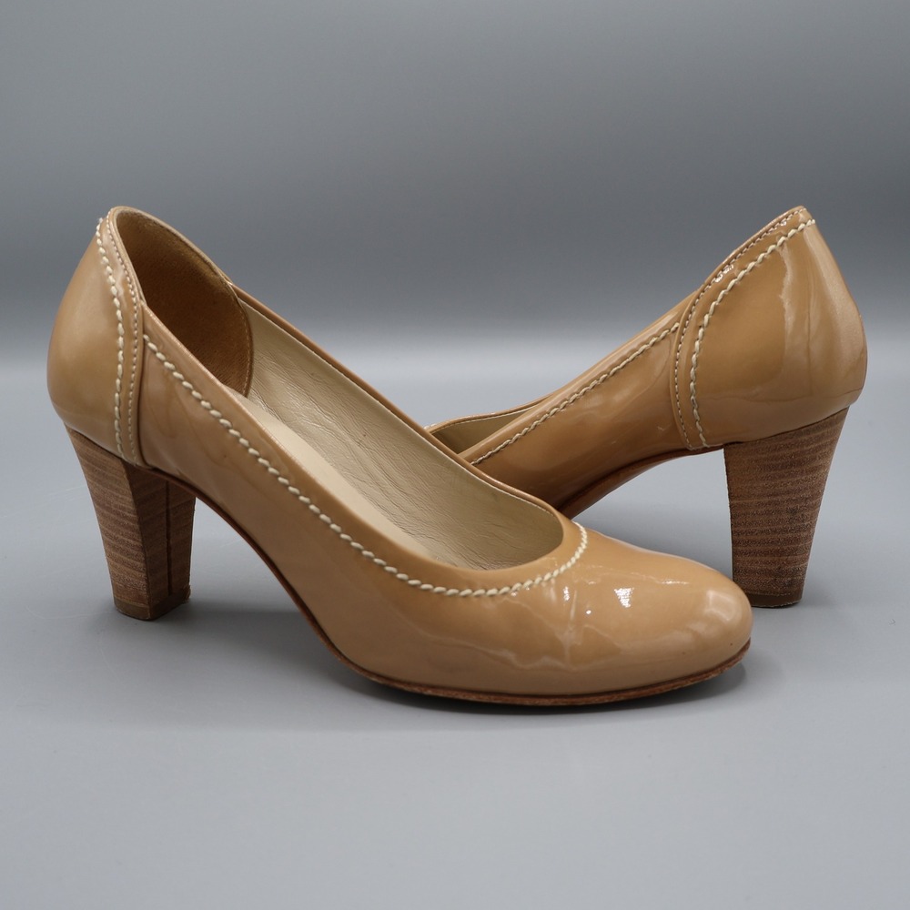 AGL Patent Leather Pumps Womens 35.5 Tan Classic Old Money Career‎ Professional
